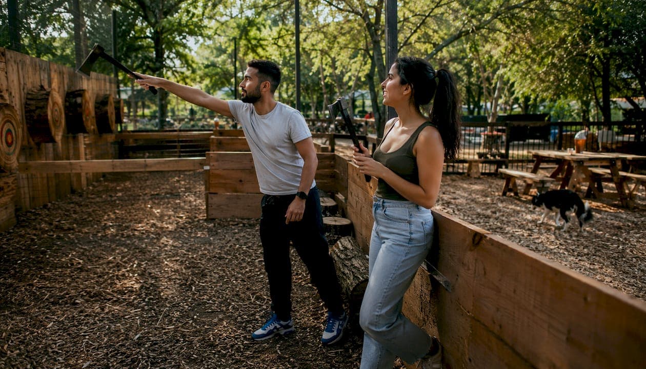 Axe throwing date night in Newcastle: couples' guide